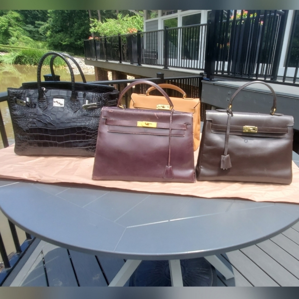 Vintage Sandro Corti For Saks 5th Avenue Boxcalf Kelly 32 Retourne Style Handbag